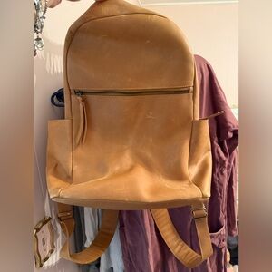 ABLE Leather Backpack Tote in Tan